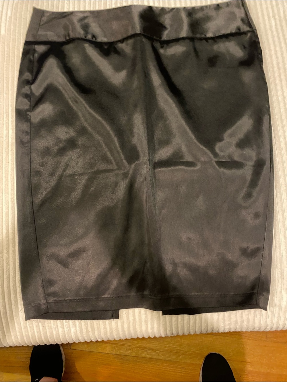 Classic Black Satin Pencil Skirt